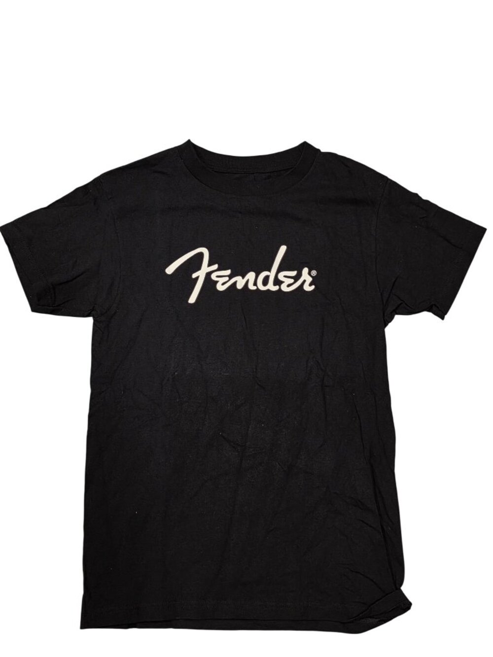Fender Logo Black T-Shirt size Small 100% Cotton guitar brand
